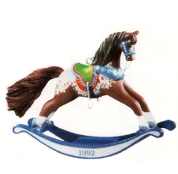 Aunt Krismas 'Brown - White Feet' ornament by Linda Sickman. Year: 1992 - Rocking Horse series #12. 'Mint In Box' condition.
