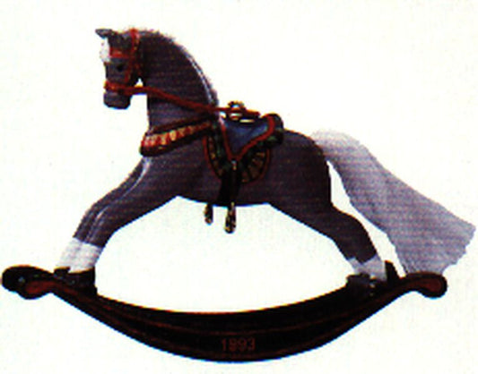 Aunt Krismas 'Gray - White Feet' ornament by Linda Sickman. Year: 1993 - Rocking Horse series #13. 'Mint In Box' condition.