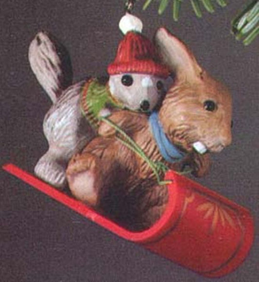 Aunt Krismas 'The Downhill Run' ornament by Donna Lee. Year: 1979 - N/A series #0. 'No Box' condition.