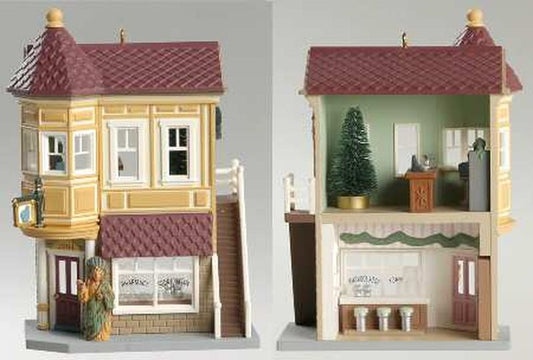Aunt Krismas 'Neighborhood Drugstore' ornament by Donna Lee. Year: 1994 - Nostalgic Houses & Shops series #11. 'Mint In Box' condition.