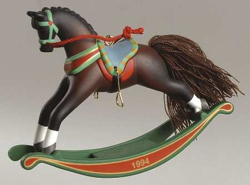 Aunt Krismas 'Dark Brown - White Stockings' ornament by Linda Sickman. Year: 1994 - Rocking Horse series #14. 'Mint In Box' condition.