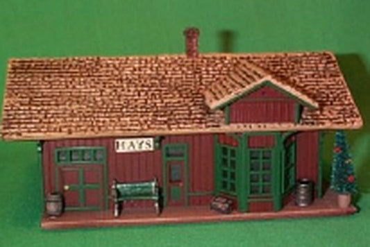 Aunt Krismas 'The Hays Train Station' ornament by Tim Bauer. Year: 1994 - Sarah Plain and Tall  series #0. 'Mint In Box' condition.