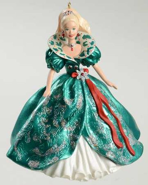 Aunt Krismas 'Green/White' ornament by Patricia Andrews. Year: 1995 - Holiday Barbie series #3. 'Mint In Box' condition.