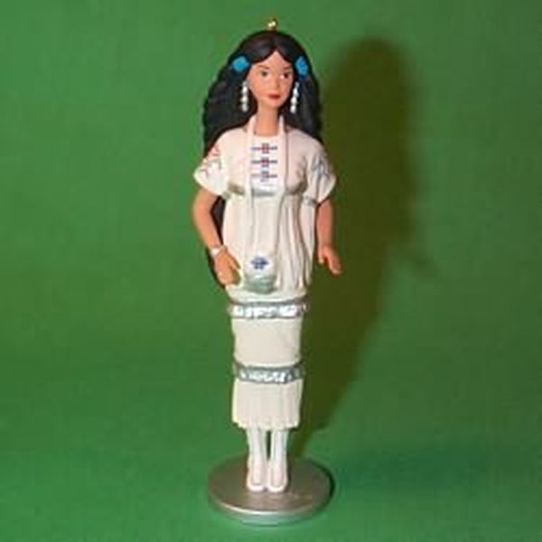 Aunt Krismas 'Native American Barbie' ornament by Patricia Andrews. Year: 1996 - Dolls of the World series #1. 'Mint In Box' condition.