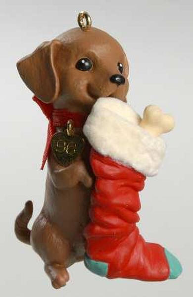 Aunt Krismas 'Brown Puppy' ornament by Anita Marra Rogers. Year: 1996 - Puppy Love series #6. 'Mint In Box' condition.