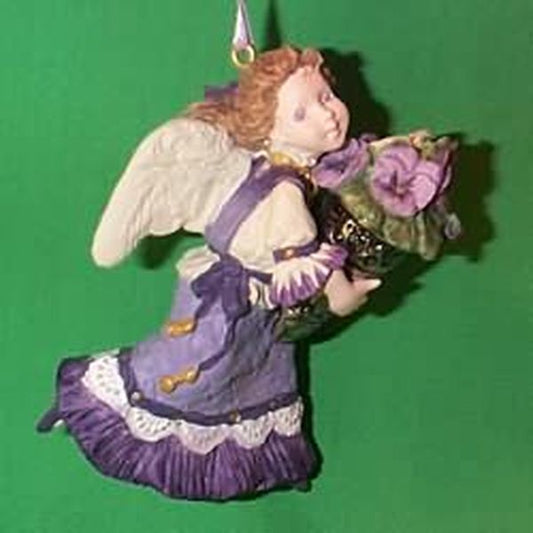 Aunt Krismas 'Pansy' ornament by Sue Tague. Year: 1996 - The Language of Flowers series #1. 'Mint In Box' condition.