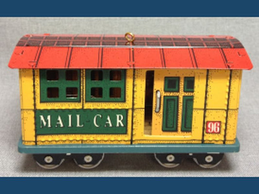 Aunt Krismas 'Mail Car' ornament by Linda Sickman. Year: 1996 - Yuletide Central series #3. 'Mint In Box' condition.