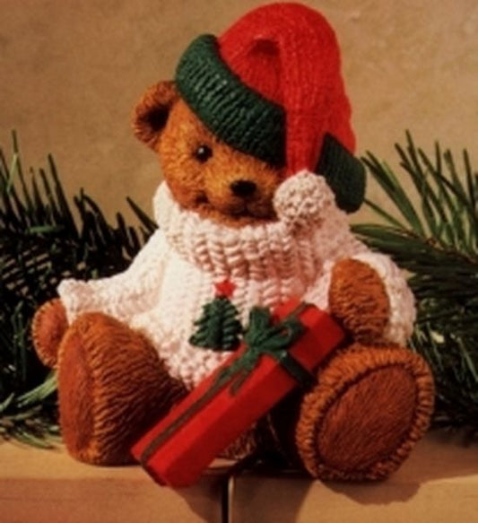 Aunt Krismas 'Teddy Bear - Stocking Hanger' ornament by Hallmark. Year: 1996 - N/A series #0. 'No Box' condition.