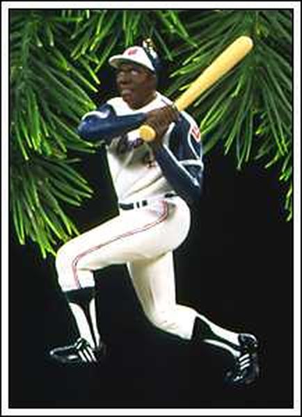 Aunt Krismas 'Hank Aaron' ornament by Dill Rhodus. Year: 1997 - At the Ballpark series #2. 'Mint In Box' condition.