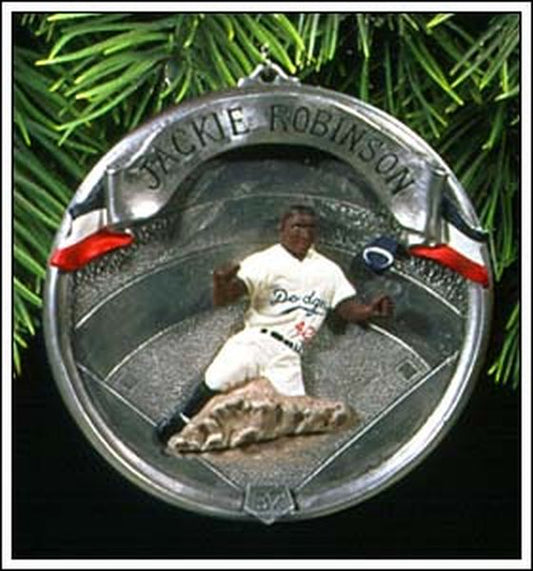 Aunt Krismas 'Jackie Robinson' ornament by Dill Rhodus. Year: 1997 - Baseball Heroes series #4. 'Mint In Box' condition.