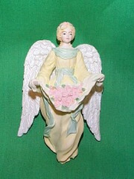 Aunt Krismas 'Pink Roses' ornament by Joyce Lyle. Year: 1997 - Joyful Angels series #2. 'Mint In Box' condition.