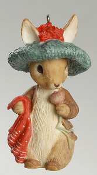 Aunt Krismas 'Benjamin Bunny' ornament by LaDene Votruba. Year: 1998 - Beatrix Potter series #3. 'Mint In Box' condition.