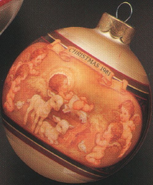 Aunt Krismas 'Let Us Adore Him' ornament by Hallmark. Year: 1981 - N/A series #0. 'Damaged Box' condition.