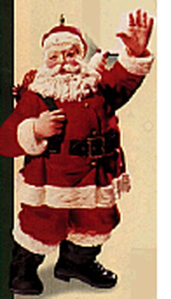 Aunt Krismas 'Waving Goodbye' ornament by Dill Rhodus. Year: 1999 - Merry Olde Santa series #10. 'Mint In Box' condition.