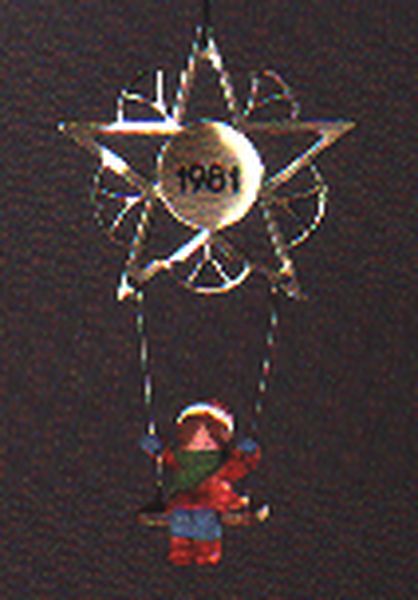 Aunt Krismas 'Star Swing' ornament by Linda Sickman. Year: 1981 - N/A series #0. 'Mint In Box' condition.