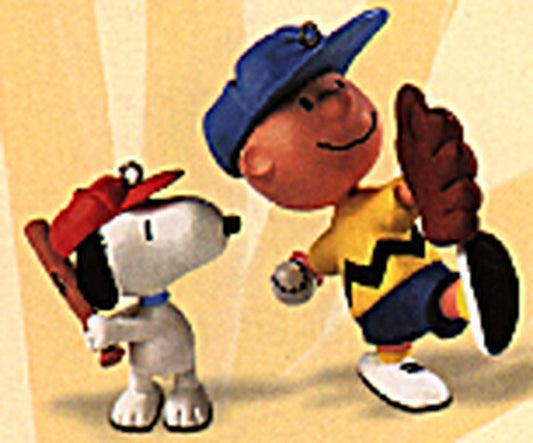 Aunt Krismas 'Batter Up! Charlie Brown and Snoopy' ornament by Dill Rhodus. Year: 1999 - Peanuts Characters  series #0. 'Mint In Box' condition.