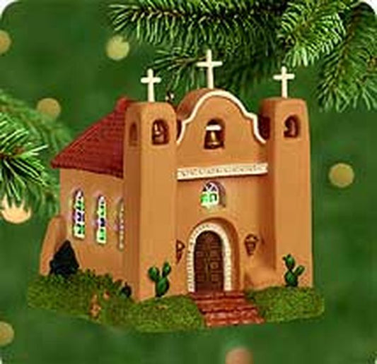 Aunt Krismas 'Adobe Church' ornament by Ed Seale. Year: 2000 - Candlelight Services series #3. 'Mint In Box' condition.