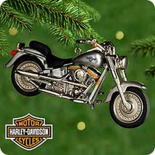 Aunt Krismas 'Fat Boy' ornament by Don Palmiter. Year: 2000 - Harley-Davidson Motorcycle Milestones series #2. 'Mint In Box' condition.