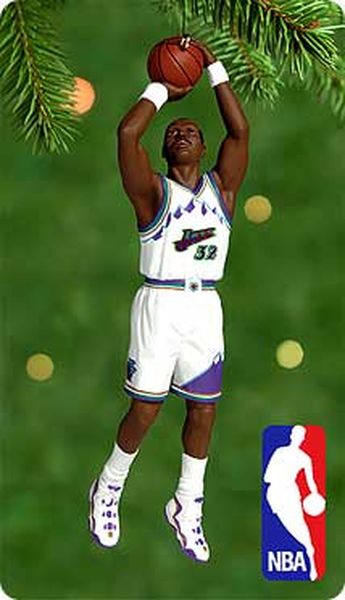 Aunt Krismas 'Karl Malone' ornament by Duane Unruh. Year: 2000 - Hoop Stars series #6. 'Mint In Box' condition.