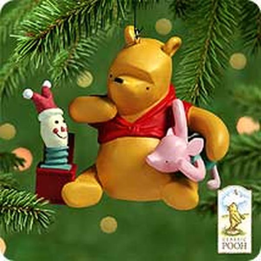Aunt Krismas 'Piglet's Jack-in-the-Box' ornament by Hallmark. Year: 2000 - N/A series #0. 'Mint In Box' condition.