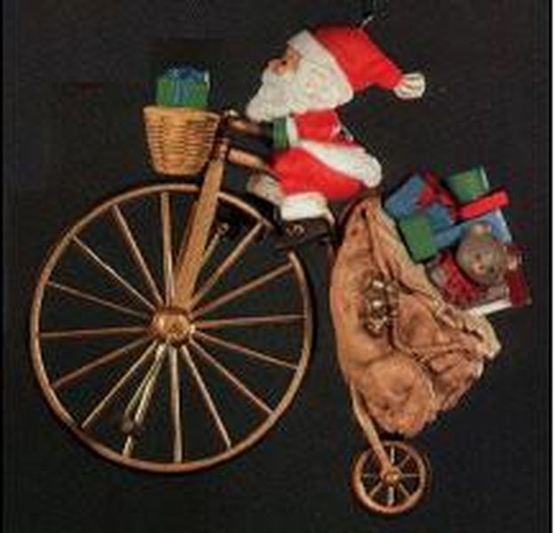 Aunt Krismas 'Cycling Santa' ornament by Hallmark. Year: 1982 - N/A series #0. 'No Box' condition.