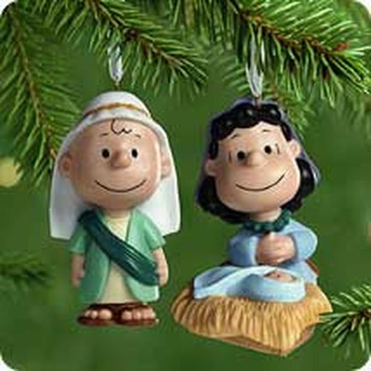 Aunt Krismas 'Joseph and Mary' ornament by Tammy Haddix. Year: 2001 - Peanuts Pageant  series #0. 'Mint In Box' condition.