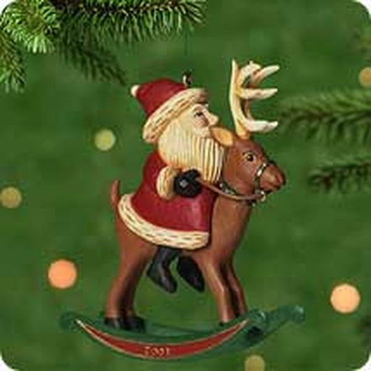 Aunt Krismas 'Rocking Reindeer' ornament by Sharon Visker. Year: 2001 - N/A series #0. 'Mint In Box' condition.