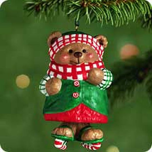 Aunt Krismas 'Skating Sugar Bear Bell' ornament by Sue Tague. Year: 2001 - N/A series #0. 'Mint In Box' condition.