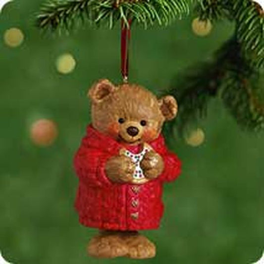 Aunt Krismas 'Snuggly Sugar Bear Bell' ornament by Sue Tague. Year: 2001 - N/A series #0. 'Mint In Box' condition.