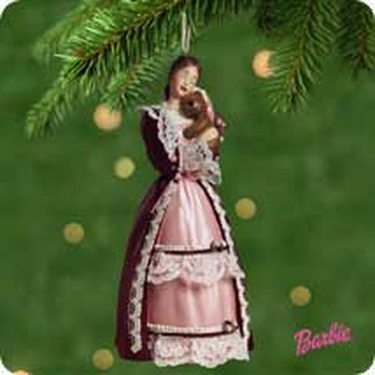 Aunt Krismas 'Victorian Barbie with Cedric Bear' ornament by Patricia Andrews. Year: 2001 - Barbie  series #0. 'Mint In Box' condition.