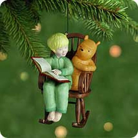 Aunt Krismas 'A Story for Pooh' ornament by Hallmark. Year: 2001 - Winnie the Pooh and Christopher Robin, Too series #3. 'Mint In Box' condition.