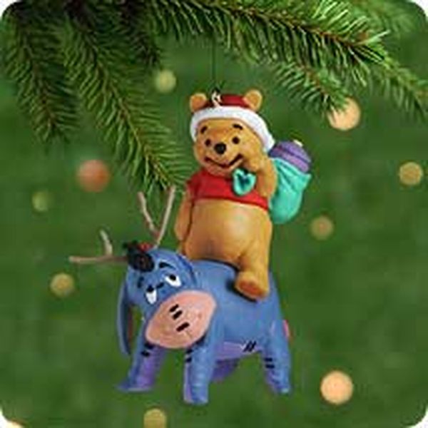 Aunt Krismas 'Eeyore Helps Out' ornament by Hallmark. Year: 2001 - Winnie the Pooh Collection  series #0. 'Mint In Box' condition.
