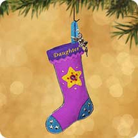 Aunt Krismas 'Daughter Stocking' ornament by Sharon Visker. Year: 2002 - N/A series #0. 'Mint In Box' condition.