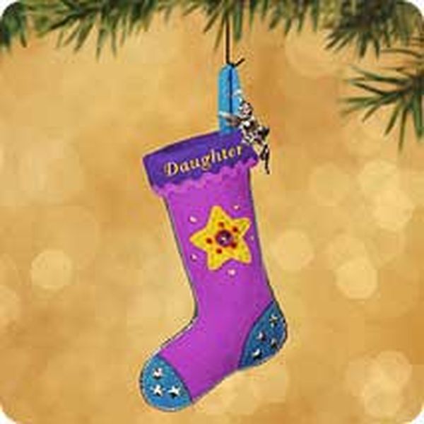 Aunt Krismas 'Daughter Stocking' ornament by Sharon Visker. Year: 2002 - N/A series #0. 'Mint In Box' condition.