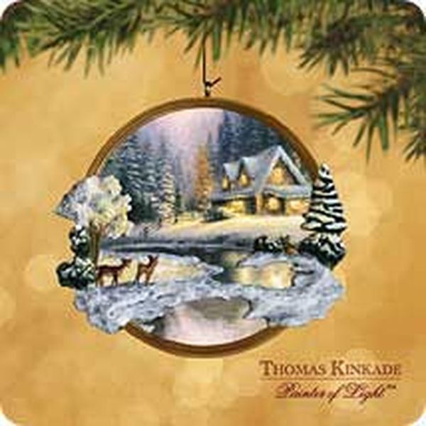 Aunt Krismas 'Deer Creek Cottage' ornament by Duane Unruh. Year: 2002 - Thomas Kinkade  series #0. 'Mint In Box' condition.
