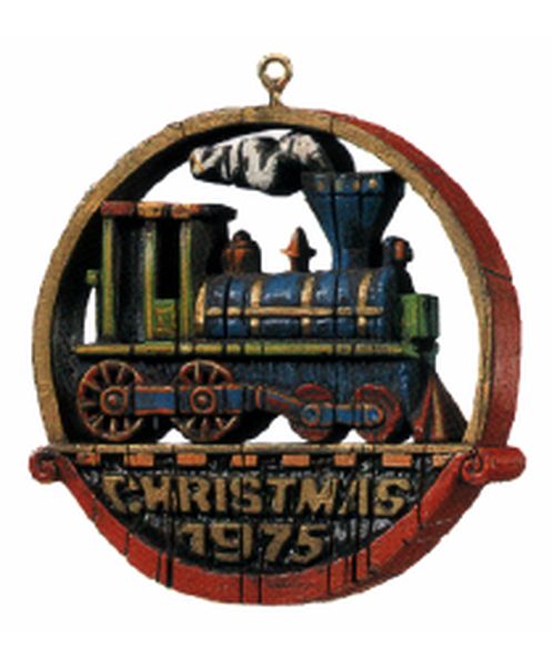 Aunt Krismas 'Locomotive' ornament by Linda Sickman. Year: 1975 - N/A series #0. 'No Box' condition.