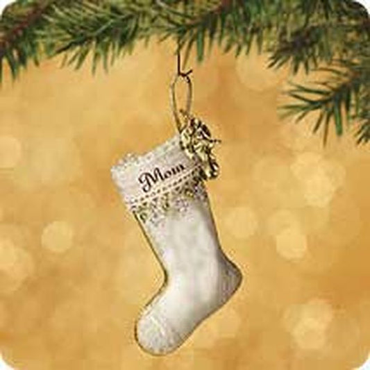 Aunt Krismas 'Mom Stocking' ornament by Sharon Visker. Year: 2002 - N/A series #0. 'Mint In Box' condition.