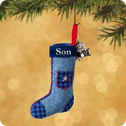 Aunt Krismas 'Son Stocking' ornament by Sharon Visker. Year: 2002 - N/A series #0. 'Mint In Box' condition.