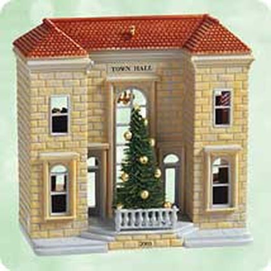 Aunt Krismas 'Town Hall and Mayor's Christmas Tree' ornament by Don Palmiter. Year: 2003 - Nostalgic Houses and Shops  series #0. 'Mint In Box' condition.