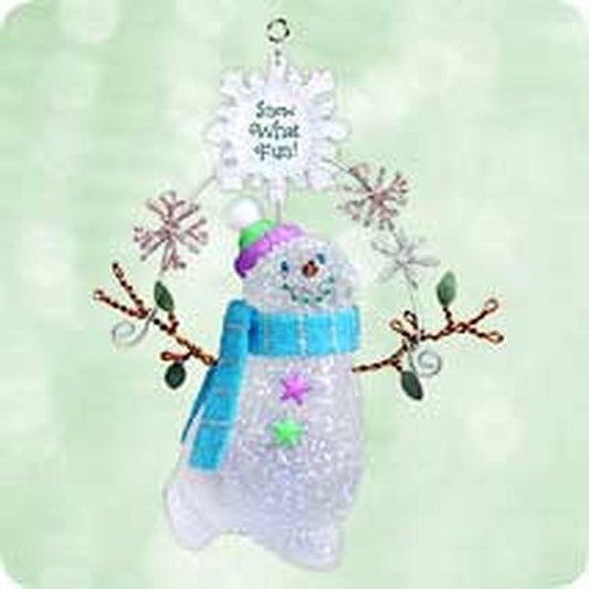 Aunt Krismas 'Snow What Fun!' ornament by Tammy Haddix. Year: 2003 - Snowman's Land  series #0. 'Mint In Box' condition.