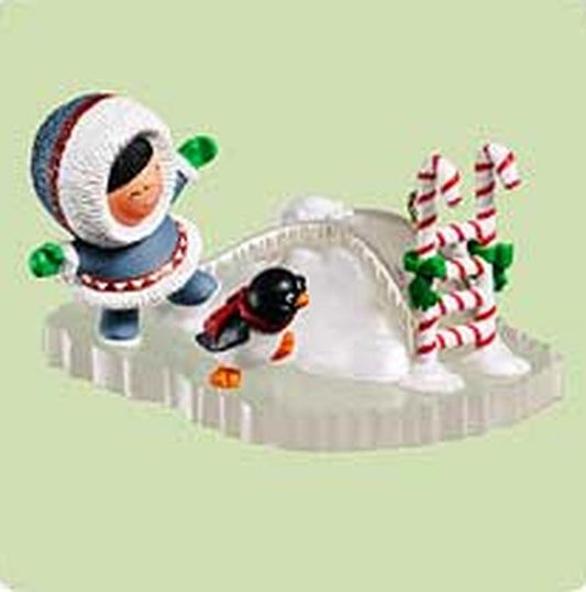Aunt Krismas 'Ice Skating' ornament by Hallmark. Year: 2004 - Frosty Friends series #25. 'Mint In Box' condition.