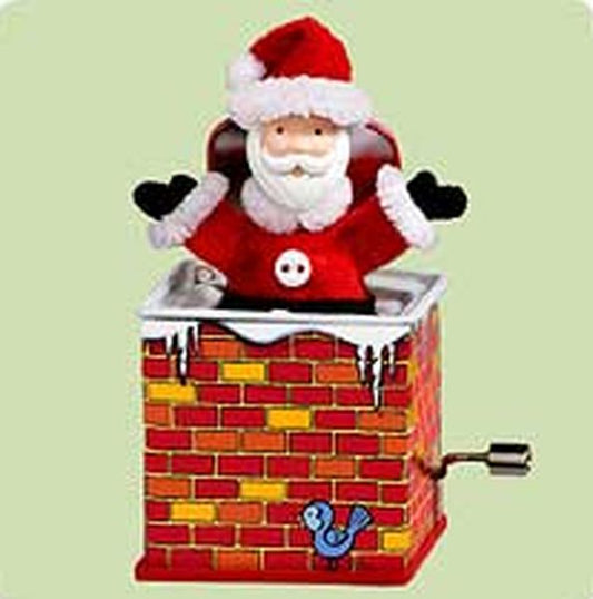 Aunt Krismas 'Pop! Goes the Santa' ornament by Sharon Visker. Year: 2004 - Jack-in-the-Box  Memories series #2. 'Mint In Box' condition.