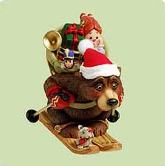 Aunt Krismas 'Downhill Delivery' ornament by Tracy Larsen. Year: 2004 - Nick and Christopher series #1. 'Mint In Box' condition.