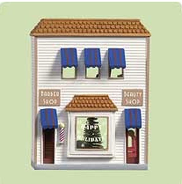 Aunt Krismas 'Barber Shop & Beauty Shop' ornament by Don Palmiter. Year: 2004 - Nostalgic Houses & Shops series #21. 'Mint In Box' condition.
