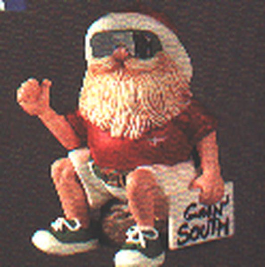 Aunt Krismas 'Hitchhiking Santa' ornament by Ed Seale. Year: 1983 - N/A series #0. 'No Box' condition.