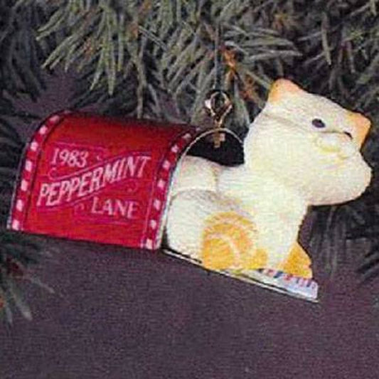 Aunt Krismas 'Mailbox Kitten' ornament by Peter Dutkin. Year: 1983 - N/A series #0. 'Mint In Box' condition.