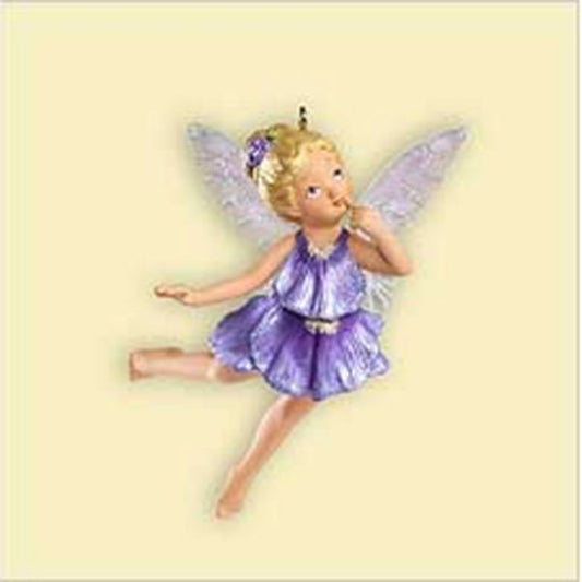 Aunt Krismas 'Pansy Fairy' ornament by Kristina Kline. Year: 2006 - Fairy Messengers series #2. 'Mint In Box' condition.