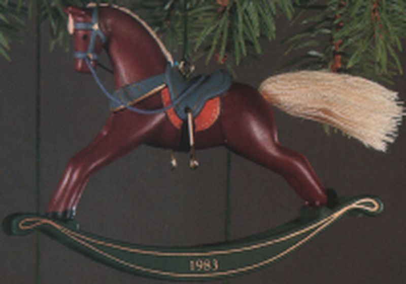 Aunt Krismas 'Russet' ornament by Linda Sickman. Year: 1983 - Rocking Horse series #3. 'Damaged Box' condition.