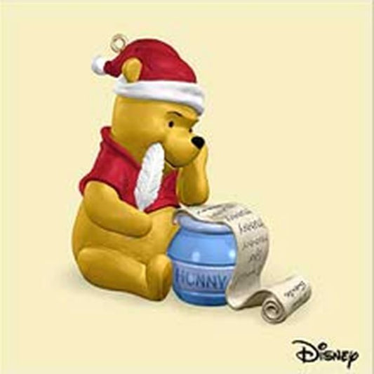 Aunt Krismas 'Pooh’s Christmas List' ornament by Hallmark. Year: 2006 - Winnie the Pooh Collection  series #0. 'Mint In Box' condition.