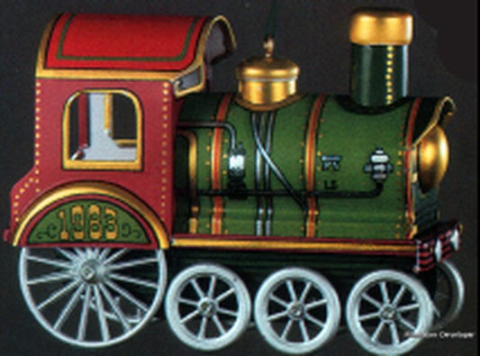 Aunt Krismas 'Tin Locomotive' ornament by Linda Sickman. Year: 1983 - Tin Locomotive series #2. 'Mint In Box' condition.